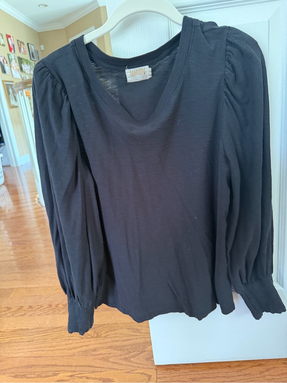 Nation LTD Black Puff-Shoulder Long Sleeve Tee
